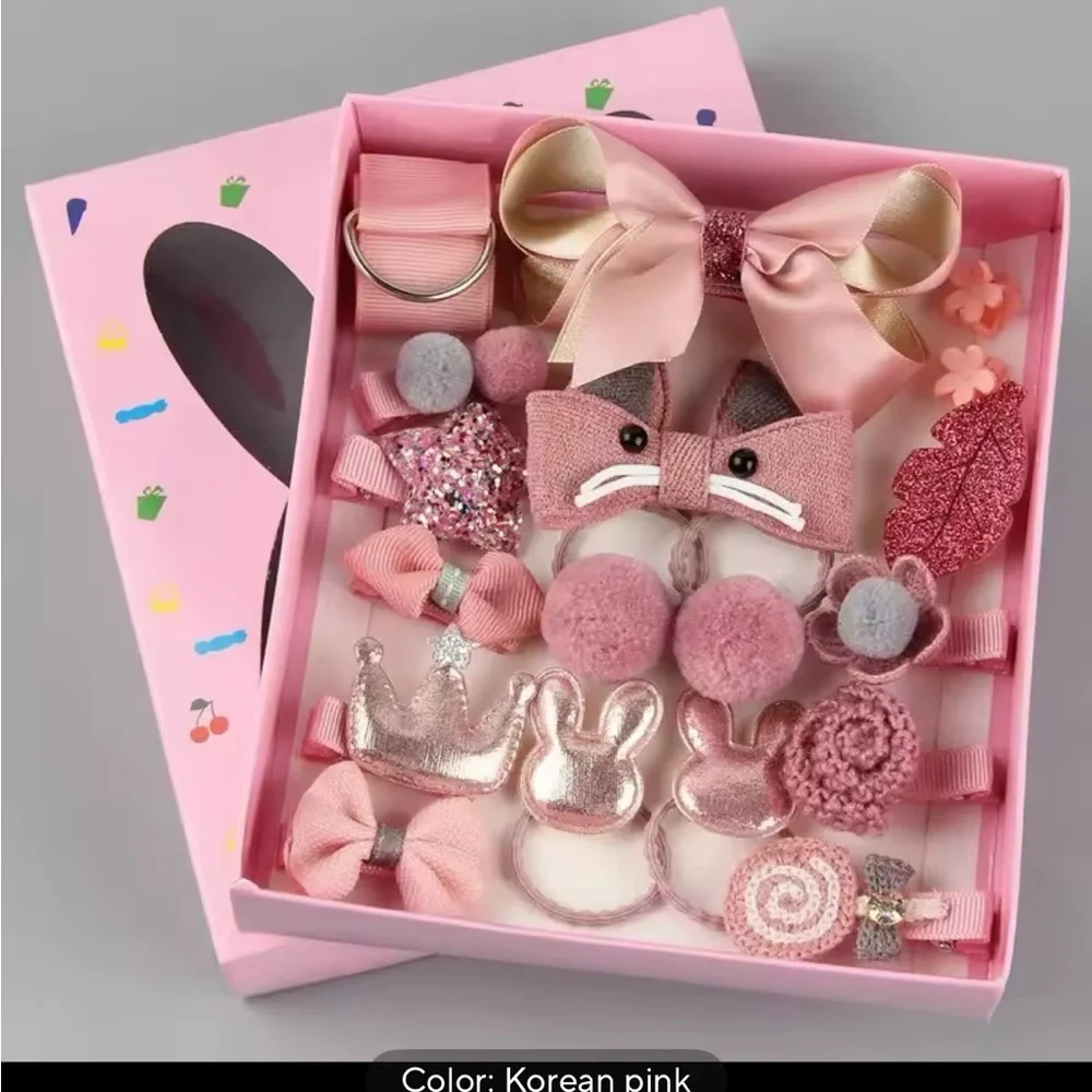 Pink Hair 19 pcs Accessories Set for Kids 0414